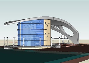现代创意滨水工作室建筑设计SU(草图大师)模型