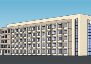 现代五层学校宿舍楼建筑设计SU(草图大师)模型