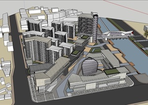 某现代风格城市商业住宅建筑设计SU(草图大师)模型