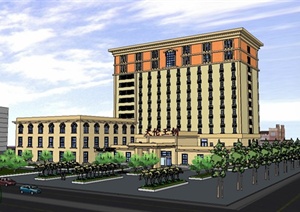某新古典风格高层商务酒店建筑设计SU(草图大师)模型