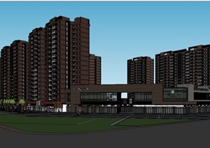 某精细现代风格商业住宅区建筑设计SU(草图大师)模型