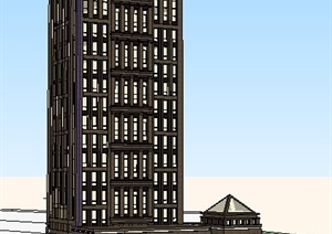 新古典高层银行大楼建筑设计SU(草图大师)模型