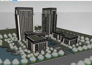 新古典办公楼设计陪标建筑楼设计SU(草图大师)模型