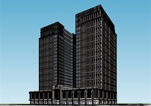 某现代风格高层一个办公楼设计SU(草图大师)模型