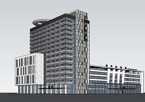 现代风格医院建筑大楼设计SU(草图大师)模型
