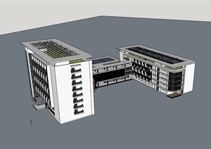 现代风格多层医院住院部建筑设计SU(草图大师)模型