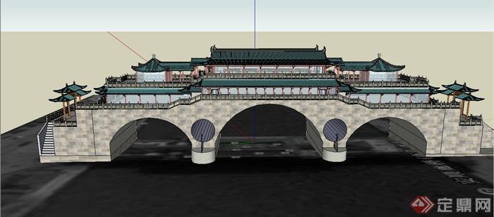 某古典中式风格廊桥设计SU模型(2)