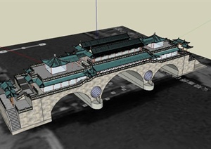 某古典中式风格廊桥设计SU(草图大师)模型