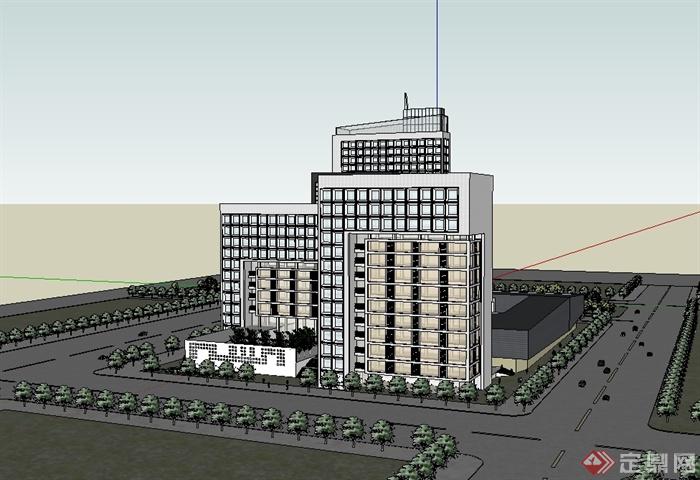 现代风格政府办楼高层设计su模型(2)