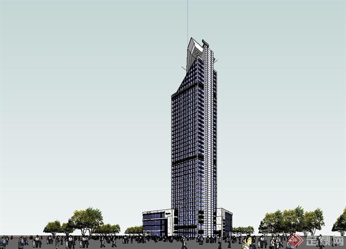 现代风格厦门航空港大厦高层酒店设计su模型(1)