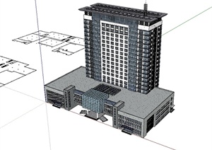 现代风格高层酒店楼建筑设计SU(草图大师)模型