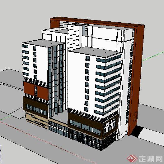 现代高层酒店设计su建筑单体模型(4)