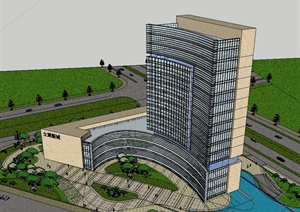 某现代风格太湖新城办公大楼设计SU(草图大师)模型