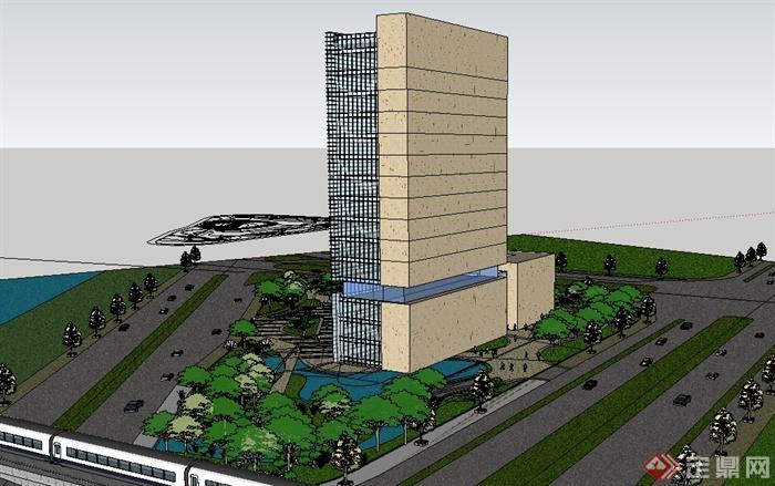 某现代风格太湖新城办公大楼设计su模型(2)