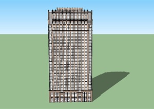 某简约新古典风格高层酒店建筑设计SU(草图大师)模型