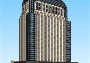 现代高层酒店建筑设计SU(草图大师)单体模型