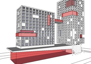 某简约高层酒店建筑单体SU(草图大师)模型