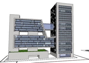 两栋现代高层酒店建筑设计SU(草图大师)模型