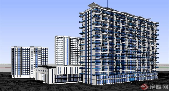 现代政府办公楼建筑设计su模型(3)