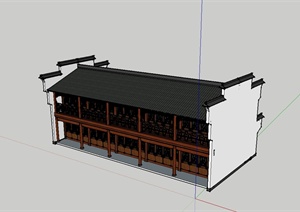 某现代中式风格安置房建筑设计SU(草图大师)模型