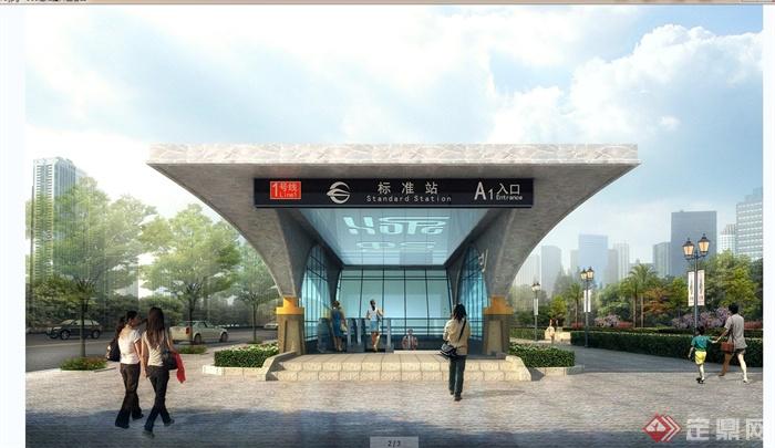 某现代风格地铁站入口设计3DMAX含JPG效果图和材质贴图(5)