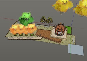 古典中式风格简单的庭院花园设计SU(草图大师)模型