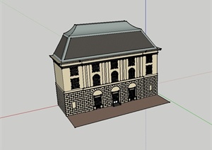 某美式风格简单的住宅建筑素材设计SU(草图大师)模型
