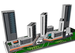 某现代风格高层商业居住建筑楼设计SU(草图大师)模型