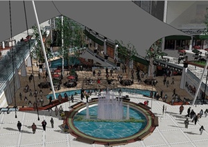 某现代风格下沉式商业广场景观规划设计SU(草图大师)模型