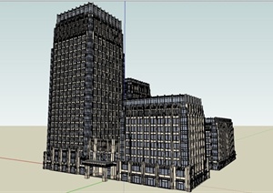 某新古典风格高层国际酒店建筑设计SU(草图大师)模型