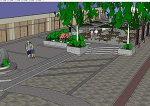 某现代风格商业街景观设计SU(草图大师)模型