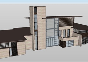 某日式风格独栋别墅建筑设计SU(草图大师)模型