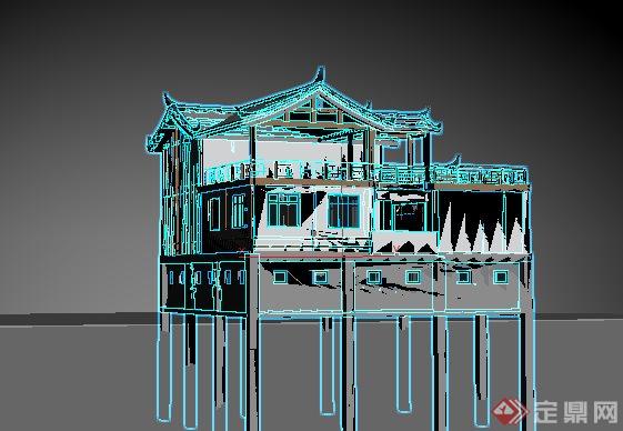 中式风格别墅住宅建筑3dmax模型(4)
