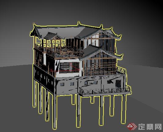 中式风格别墅住宅建筑3dmax模型(5)
