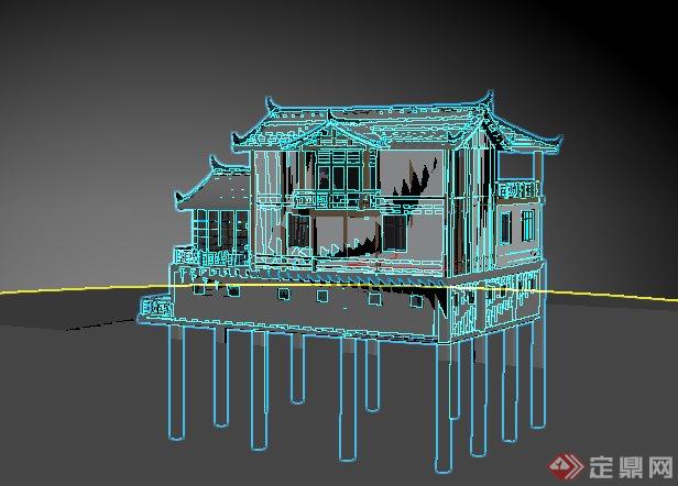 中式风格别墅住宅建筑3dmax模型(3)