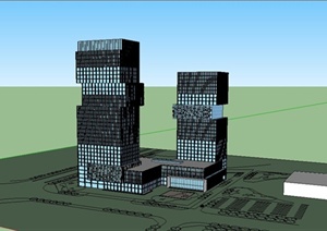 某现代简约风格超高层办公大厦建筑SU(草图大师)模型设计