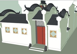 新中式马头墙别墅建筑精致设计SU(草图大师)模型