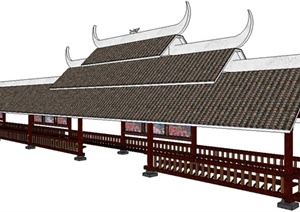 某古典中式风格四个苗族文化景观小品精致设计SU(草图大师)模型