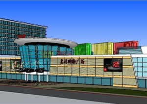 现代购物广场商业中心建筑设计SU(草图大师)模型