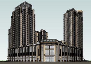 新古典风格高层住宅及综合体建筑设计SU(草图大师)模型