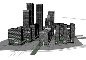某现代风格城市中心综合体建筑设计SU(草图大师)模型
