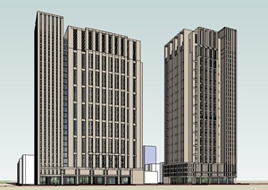 现代综合办公大厦建筑设计SU(草图大师)模型