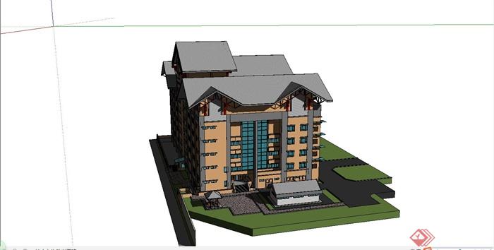 某日式风格多层住宅建筑设计SU模型(3)