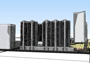 现代风格商业住宅综合社区建筑设计SU(草图大师)模型