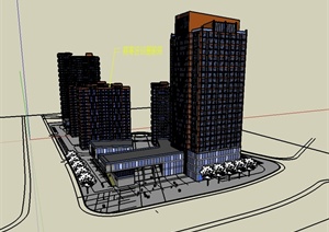 某现代风格人才公寓高层建筑设计SU(草图大师)模型