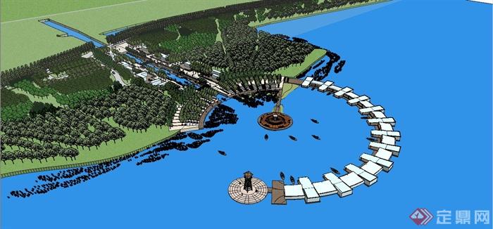 某现代风格滨河广场景观规划设计SU模型(2)