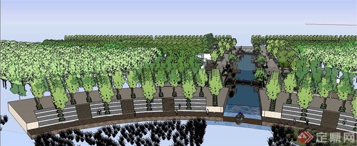 某现代风格滨河广场景观规划设计SU模型(6)