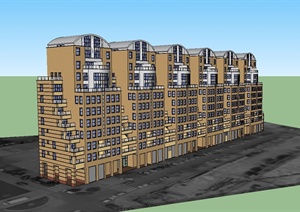 某现代风格详细多层的居住楼设计SU(草图大师)模型