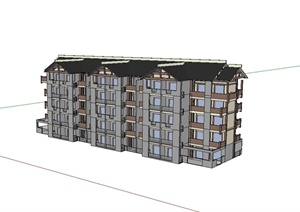 某简欧风格多层小区建筑楼设计SU(草图大师)模型