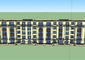 某简约欧式风格多层住宅建筑楼设计SU(草图大师)模型